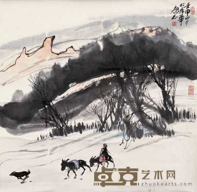 徐庶之 壬申（1992年） 新疆小景 立轴 65×66.5cm